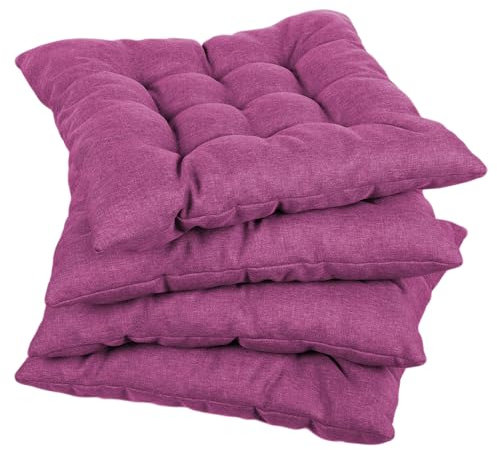 Gutekissen® Stuhlkissen gesteppt Quadrat Polsterauflage Auflage für Stühle/Bänke für Haus und Garten Sitzauflage Gartenkissen Sitzkissen viele Farben (45x45, Rosa, 4)