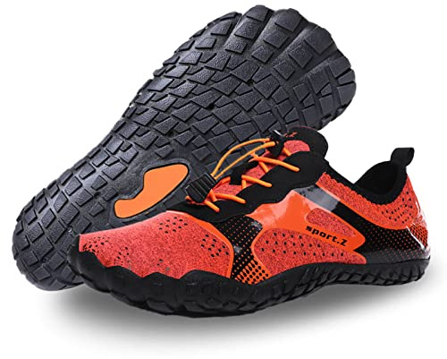 FELOVE Chaussures Courir Plage Plongée / Surf Rock / Snorkeling, / Pieds Nus, Pantoufles, Chaussures de Yoga pour Hommes et Femmes, Neopre éponge Sole Chaussures de Plage 19 Orange 41 EU