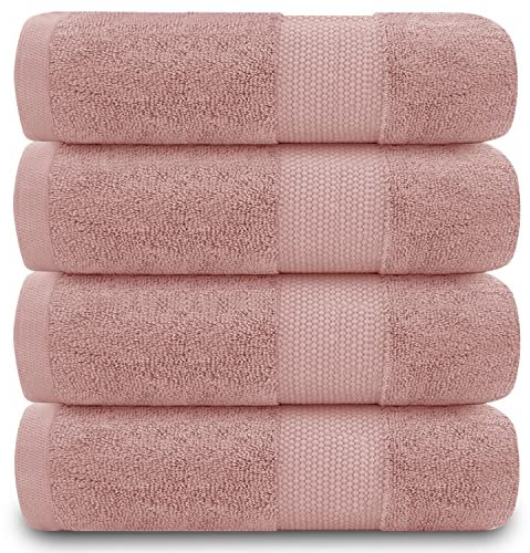 GC GAVENO CAVAILIA Juego de 4 Toallas de Mano para baño, 700 g/m², algodón Egipcio, Toallas de Calidad de Hotel, Lavables a máquina, Rosa Rubor, 50 x 85 cm