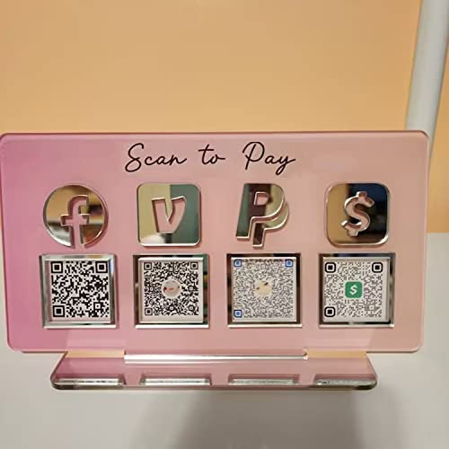 Pahdecor 3D Custom Multi QR Code Plaque Business Social Media Signs Company - Personalisiert Instagram, Facebook, Venmo & Scan to Pay - Acryl