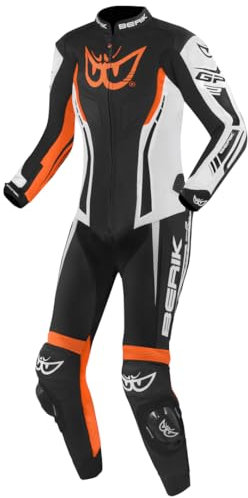 Berik Monza Damen 1-Teiler Motorrad Lederkombi, schwarz/weiß/orange, 38