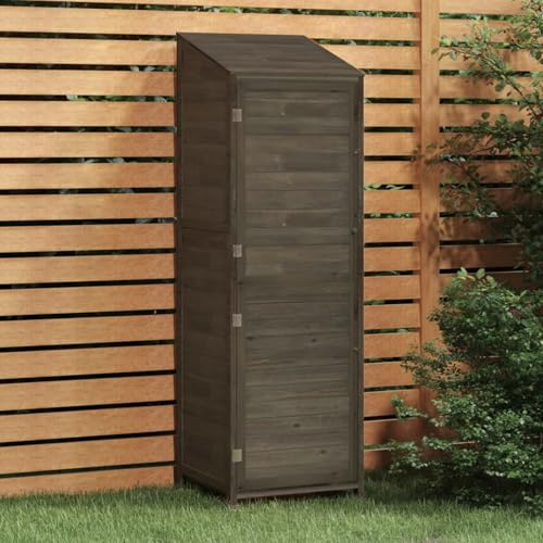 Homgoday Schuppen Schrank für den Außenbereich, Gartenhaus, Massivholz, Tanne, Lagerung, mittlere Höhe, Anthrazit, 55 x 52 x 174,5 cm