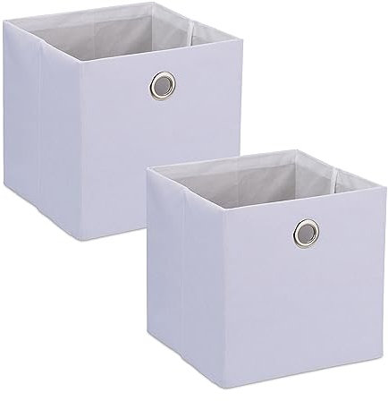 Relaxdays Aufbewahrungsbox, Ordnungsbox aus Stoff, 2er-Set, HxBxT: 30,5 x 30,5 x 30,5 cm, Faltbarer Regalkorb, weiß