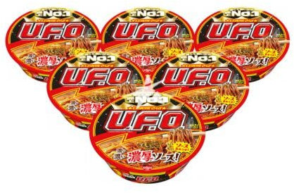 Nissin Japanese Yakisoba UFO Bowl Instant Stir Fried Noodles 128g (Pack of 6)