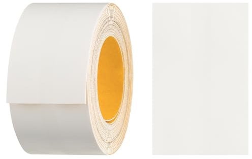 haggiy Cinta autoadhesiva de melamina para bordes de muebles, 40 mm x 5 m, sujeción segura sin necesidad de planchado, cenefa, revestimiento para estanterías/placas de madera (blanco)
