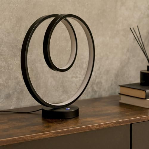 ValueLights | Matt Black Loop Table Lamp with Integrated LED Touch Button | Table Lamps, Home Décor & Improvement Essential