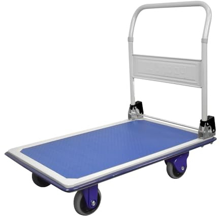 Wonday Pro Plus Trolley, faltbar, grau/blau, Kapazität 300 kg – Maße aufgeklappt: 91 x 86 x 61 cm (L x H x T)