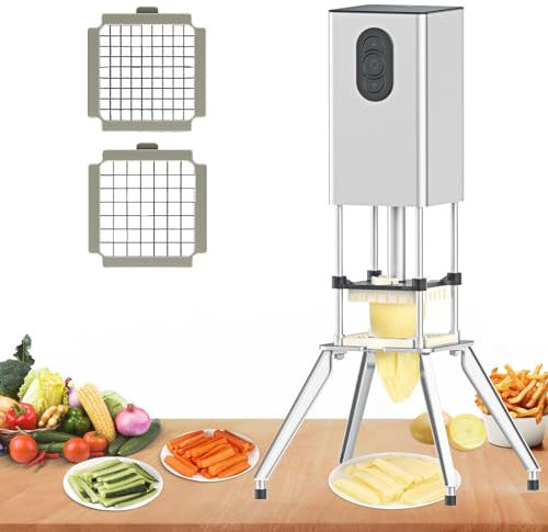 CHHMAELOVE Coupe-Frites Automatique Domestique Commercial, Coupe-oignons avec Lames de 9 mm et 12,5 mm, dés Environ 50 kg en 20 Minutes