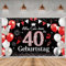 Deko 40. Geburtstag Banner für Männer und Frauen - Happy Birthday Party Dekoration in Rot und Schwarz - Lange Größe 180 × 110 cm