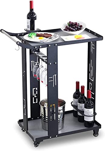 ZENFEKU Bar-Servierwagen, Weinwagen für Zuhause, Küche, Hotelwagen, Barwagen, Campingwagen, Getränkewagen, Bartisch, Beistelltisch, Vitrine für Küche, Zuhause, Büro – 84 x 37,3 x 67 cm