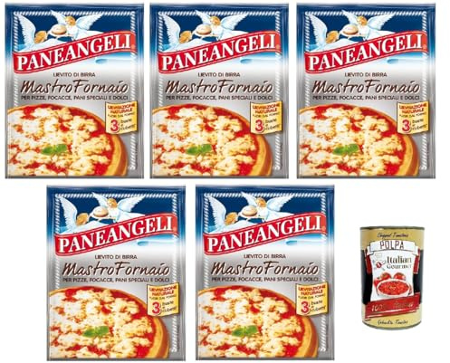 Italian Gourmet Mastro Fornaio lievito di birra Trockenhefe 5 x 21g | Essiccato in bustine, per dolci e salati; vielseitig für Pizza, Brot, Gesamtnettogewicht 105 g + Kostenlos Polpa 400g