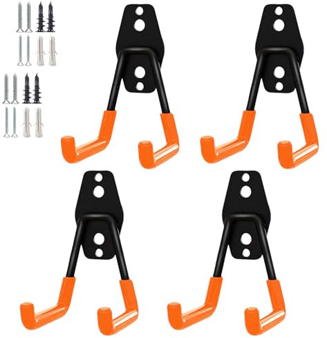 PYBTOOL Crochets robustes pour garage, crochets utilitaires de rangement, organiseur de rangement pour outils de jardin, crochets muraux en acier (Petit crochet en U)