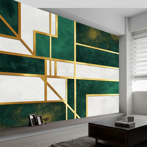 Fototapete Marmor Textur Geometrische Streifen Vlies Tapeten Wandtapete, Smaragd Moderne Wanddeko Design Wand Dekoration Wohnzimmer Schlafzimmer Büro Flur 400 x 280 cm (WxH) Wandtapete