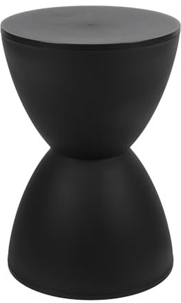 Septpenta Tabouret Moderne en Forme de Sablier, Table D’Appoint en Sablier Côtelé en Coquille, Tabouret à Chaussures, Design Moderne, Décoration Intérieure (Noir)