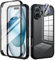 seacosmo for iPhone 16 Case, Full-Body Shockproof Case [Built-in Glass Screen Protector] [Camera Lens Protector] 360° Front and Back Cover for iPhone 16 6.1 Inch - Black/Clear