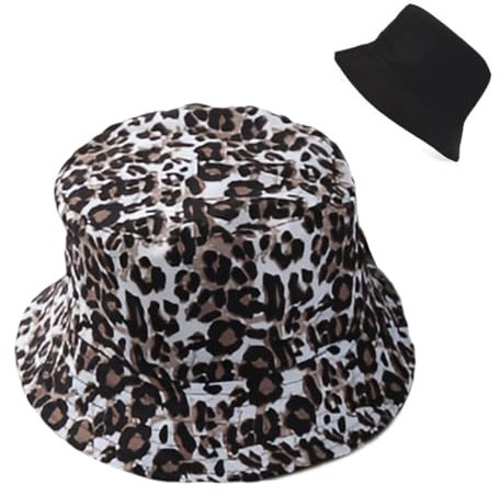 Leopardenmuster Fischerhut, Reversibel Fischerhüte, Anglerhut, Sommer Sonnenhut, für Damen und Herren, Urlaub, Wandern, Camping, Einkaufen