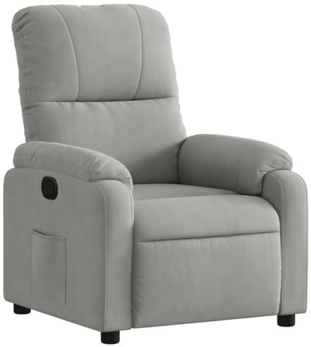 vidaXL Fauteuil Inclinable, Chaise de Relaxation, Siège avec Accoudoirs et Dossier, Fauteuil TV de Salon, Moderne, Gris Clair Tissu Microfibre