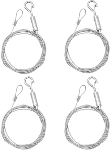 Riisoyu 4 Stück Drahtseil Rankhilfe Set, 2mx1.5mm Edelstahl Draht Seil Drahtseil Rankhilfe Set Stahlseil mit Ösen und Haken Edelstahl Längenverstellbar als Zeltseil Wäscheleine Kletterpflanzenseil