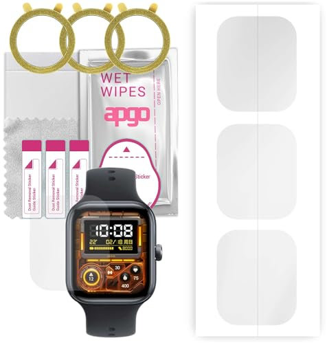 apgo 3 Stück Schutzfolie, klar, kompatibel mit Vivo iQOO Watch GT Smartwatch, Hydrogel Displayschutzfolie mit Positionierhilfe, Displayfolie, robust und kratzfest