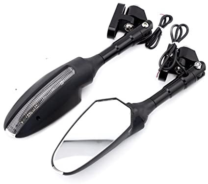 DKPMWD Motorrad Lenkerendenspiegel Rückspiegel LED-Blinker Für Kawasaki Für Ninja 650 400 2017-2021 Für Ninja 300 Für ZX6R 2013-2018 Motorrad-Rückspiegel Motorradspiegel