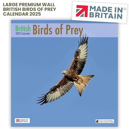 ALLTRADE Calendar 2025 British Birds of Prey Large Premium Wall 2025 Calendar UK Holidays MADE IN BRITAIN® on FSC® Paper Photos by LAURIE CAMPBELL Supports The Woodland Trust Tree Planting