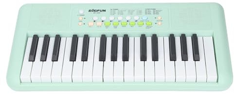 32 Keys Miniature Keyboard Piano Kids Electronic Keyboard with 16 Tones, 10 Rhythms, Microphone for Children Enjoying Music (Green