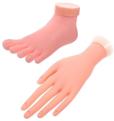 Healeved Mannequin Manucure Fausse Main Gauche 2 Pièces Plastique Léger Pratique Pour Nail Art Débutants Formation Professionnelle Manucures Usage Salon