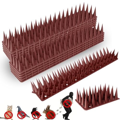 Apluskis Upgraded Pigeon Spikes,Garden Tall Bird Spikes Fence Wall Spikes Coverage between 3m to 6m,Bird Squirrel Pigeon Cat Fox Deterrent Spikes,10 Pack Anti Bird Spikes(Brown)