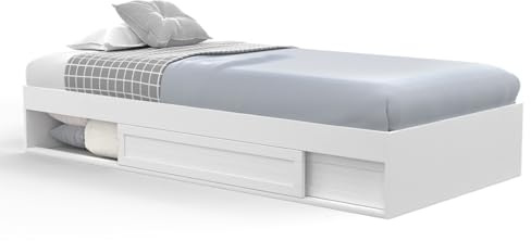 IDMarket - Cadre de lit Simple Salem avec Rangement et sommier 90 x 190 CM Blanc