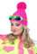 WILBERS & WILBERS 51067 - Gestrickte Mütze mit Bommel, Neon Pink, Skimütze, für Karneval, Mottopartys, Apres Ski