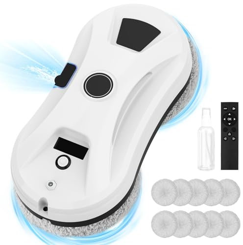 Lave-vitre Automatique, Robot De Nettoyage De Vitres Intelligent avec Aspiration Forte De 5600 Pa, Détection Intelligente des Bords, Télécommande, Anti-Chute, Nettoyeur De Vitres Automatique
