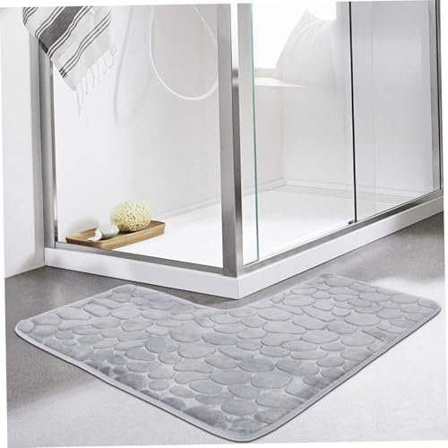 Comebachome L-shape Bath Mat, 80x80cm Pebble Textured Non-slip Soft Corner Rug, Water Absorben Bath Rugs for Square Shower, Tub, Bath Room