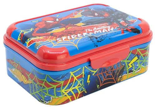 STOR Spider-Man Kinder Brotdose 1423ml - Robuste Kunststoff Lunchbox BPA-Frei mit Dekoriertem Deckel für Schule und Ausflüge