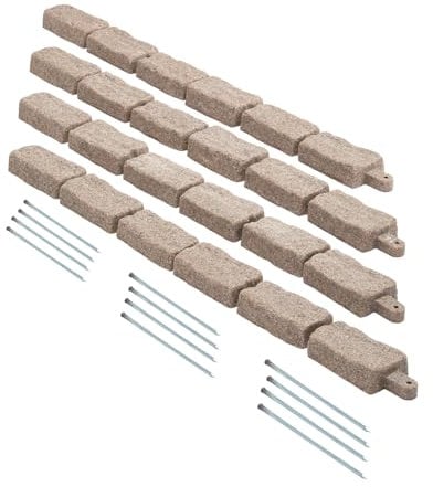 VEVOR Bordure de Jardin en Fausse Pierre, 1180x95x57 mm, Bordure de Pelouse Réaliste, Conception Modulaire, Taille d'une Brique, avec Pointes d'ancrage, Résistante à Décoloration, pour Allées, Marron