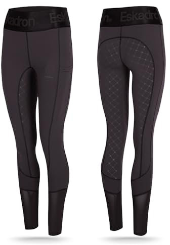Eskadron Riding Tight Reithose Damen Deepgrey | Sommerreithose leicht & atmungsaktiv | Reitleggings mit Grip | Reitsport-Hosen für Damen | Reitleggins mit Handy-Taschen | Elastische Reiterhose