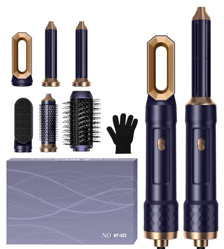 Asciugacapelli 6 in 1 Air Styler, spazzola soffiante per capelli Styler con 6 accessori, asciugacapelli, spazzola soffiante, Airflow ferro arricciacapelli, spazzola termica per asciugare e arricciare
