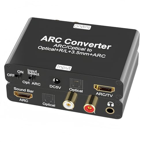 Rensaday HDMI ARC Audio Extractor mit 24bit DAC - HDMI/Optical zu Optical, ARC, RCA & 3,5-mm - 5.1/2.0 Kanal 192kHz & CEC Lautstärkeregler - Für TV, PS5, Heimkino, Soundbar