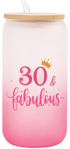 Nwvuop 30th Birthday Gifts for Women, 30th Birthday Gift Idea for Her Girls Glass Cup 16oz.