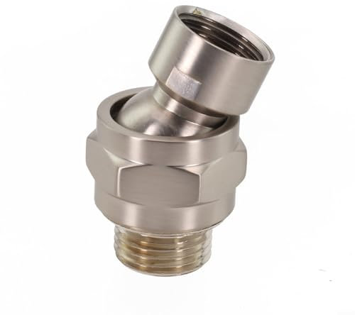 Besttoolifes G1/2 Duschanschluss, Kugelgelenk, massives Messing, Drehgelenk, 23 Grad verstellbarer Winkel, passend für feste, Hand- und Regenduschköpfe (gebürstet)