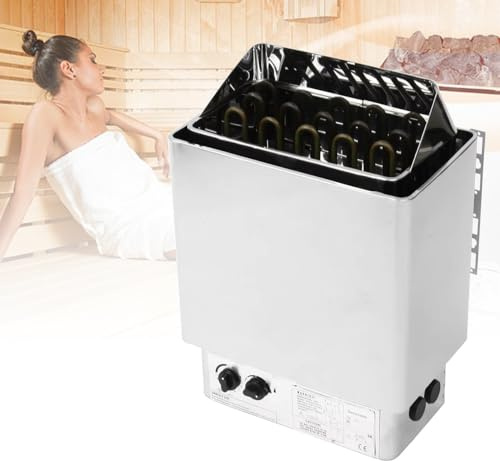 guoyjmm Poêle de Sauna électrique 4,5/6/8/9 KW, Poêle de Sauna pour Bain de Vapeur, Minuterie de 3 H et Température Réglable, pour Maison, Hôtel, Sauna, Spa, Douche,4.5KW-110V