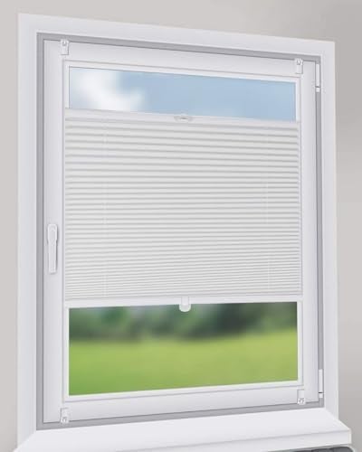 Sekey Plissees für Fenster ohne Bohren Blickdicht Plissee Klemmfix Nahtlos Elegant Halb-Wabenplissee, 70x200cm, Weiß