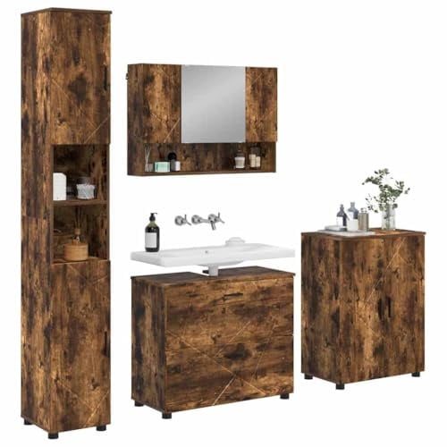 vidaXL Bathroom Furniture Set 4 pcs Smoked oak 30 x 35 x 192 cm,