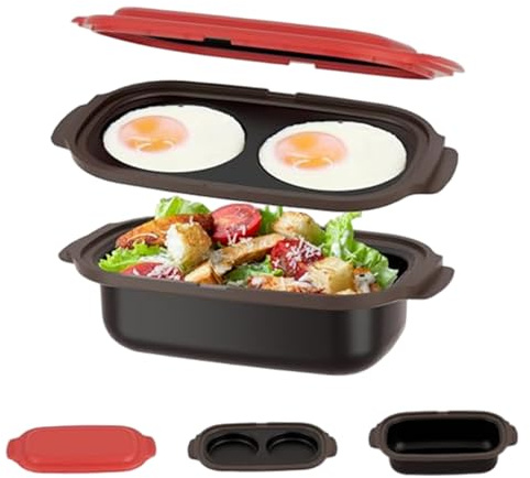 Microwave Egg Cooker & Microwave Grill Pan with Lid Nonstick Cookware for Grilling, Browning, and Crisping Vegetables, Sandwich & Meat