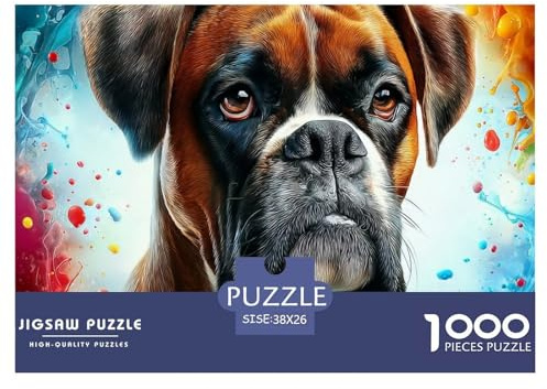 Boxer Hund 1000 Teilen Haustier Hund Puzzle Für Erwachsene Und Kinder Herausforderndes Premium Quality Familienspiel Geschenk Für Liebhaber Oder Freunde 38x26cm/1000pcs