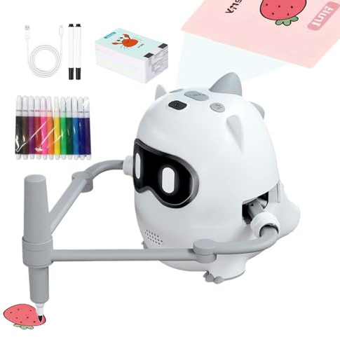 Drawing Robot, Interactive Educational Smart Learning Toy with Voice, Trace and Draw Projector for Children, Kindergarten, Home, Park, Arts, Leisure