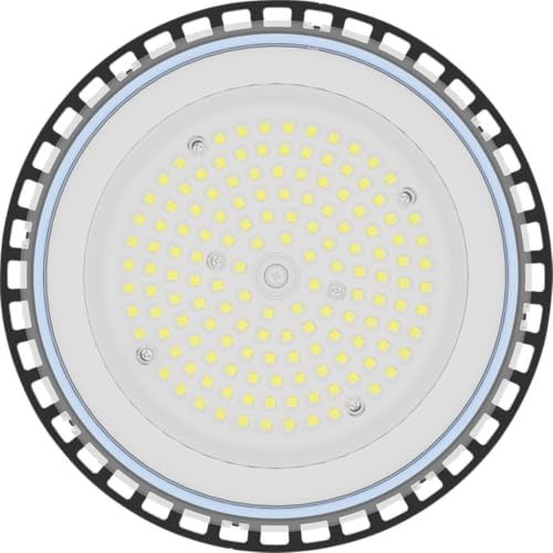 Berger & Schröter | LED Strahler UFO High Bay Light Hallenstrahler 100 W, Energieeffizienzklasse D, 12000 Lumen, 6500 K Weißlicht, IP66, Industriebeleuchtung, Schwarz