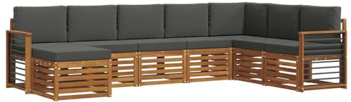 vidaXL Sofagarnituren 8 pcs Natur und Anthrazit Massivholz Akazie, Garten-Sofa, modernes Ecksofa, robuster Outdoor-Möbel für Terrasse und Lounge, Bequeme Sitzgarnitur