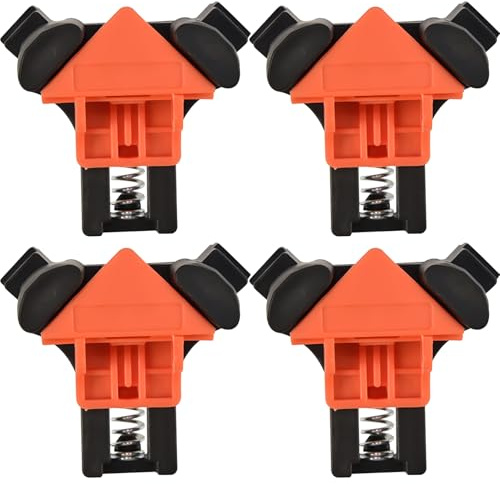 Set di 4 Morsetti Angolari 90° per Legno, Campo 5–22 mm | Squadra di serraggio per falegnameria, mobili e cornici