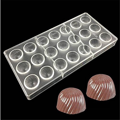 VAK Pralinenformen, spiralförmig, 21 Mulden, zum Backen, Eis-, Pie-, Kuchenform, Gebäck-, Dessert-, Backblech, Kuchen, Süßigkeiten, Schokolade, Dekoration, Werkzeuge, Backzubehör - 14,5 x 28 x 2,5 cm