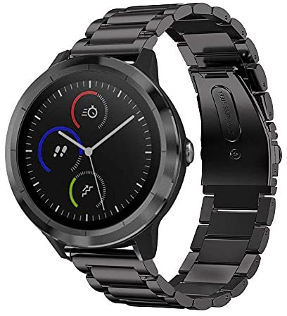 Fintie Armband kompatibel mit Garmin Vivoactive 6/5/3, Garmin Venu/Venu 2 Plus/Venu Sq/Venu Sq 2, Forerunner 165/245/55 - Edelstahl Metall Uhrenarmband mit Doppelt Faltschließe
